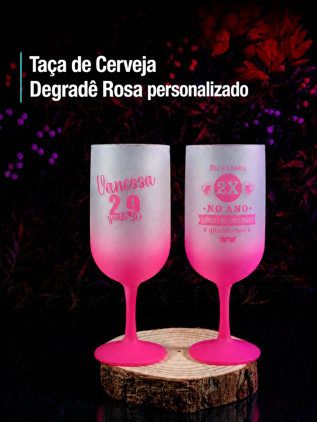 Taça de cerveja degradê rosa