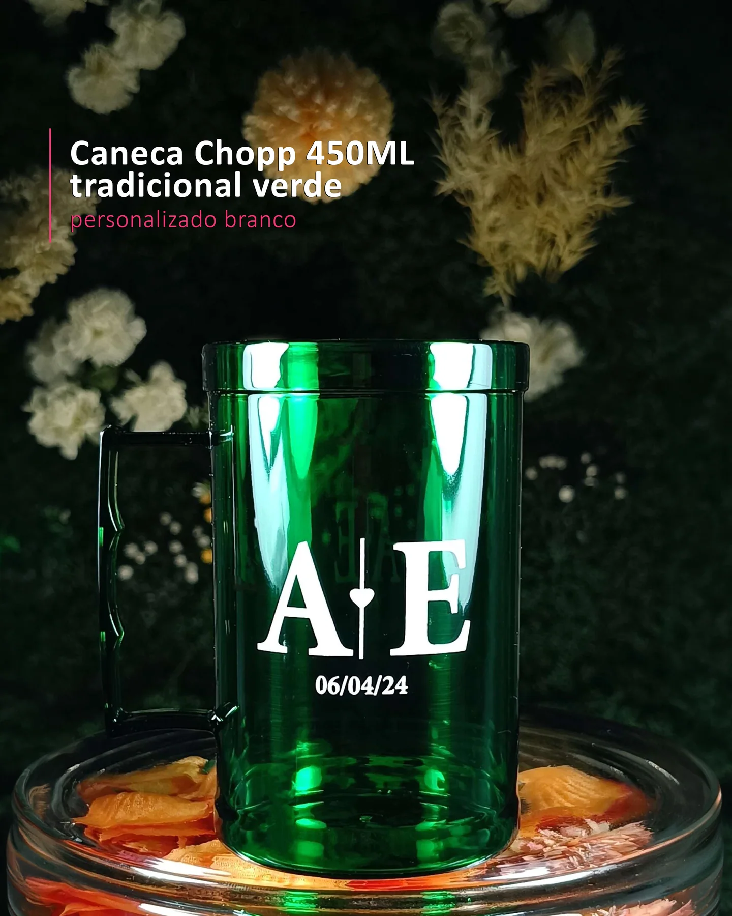 Caneca Chopp 450ML tradicional verde personalizado branco