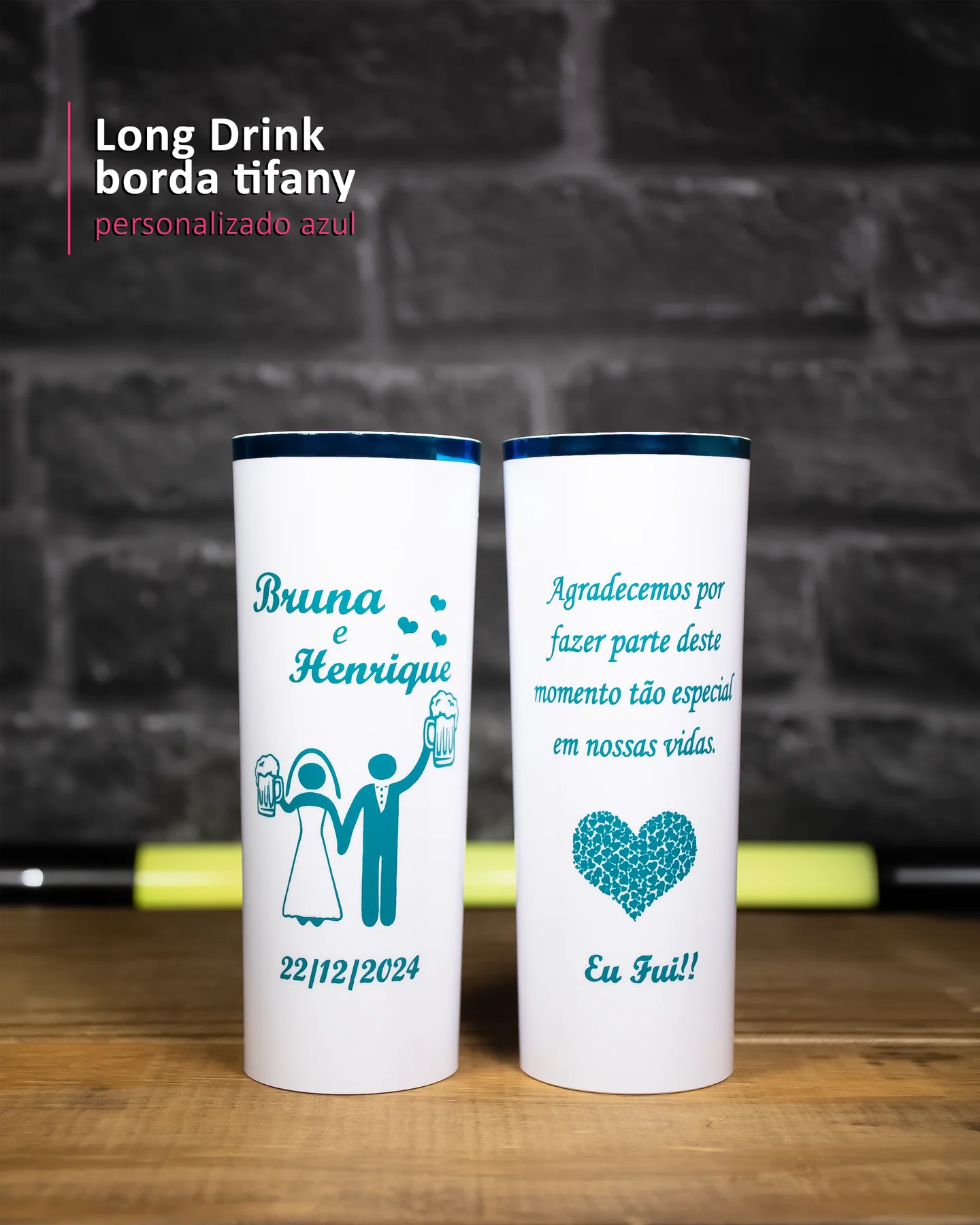 Long Drink  borda tifany personalizado azul