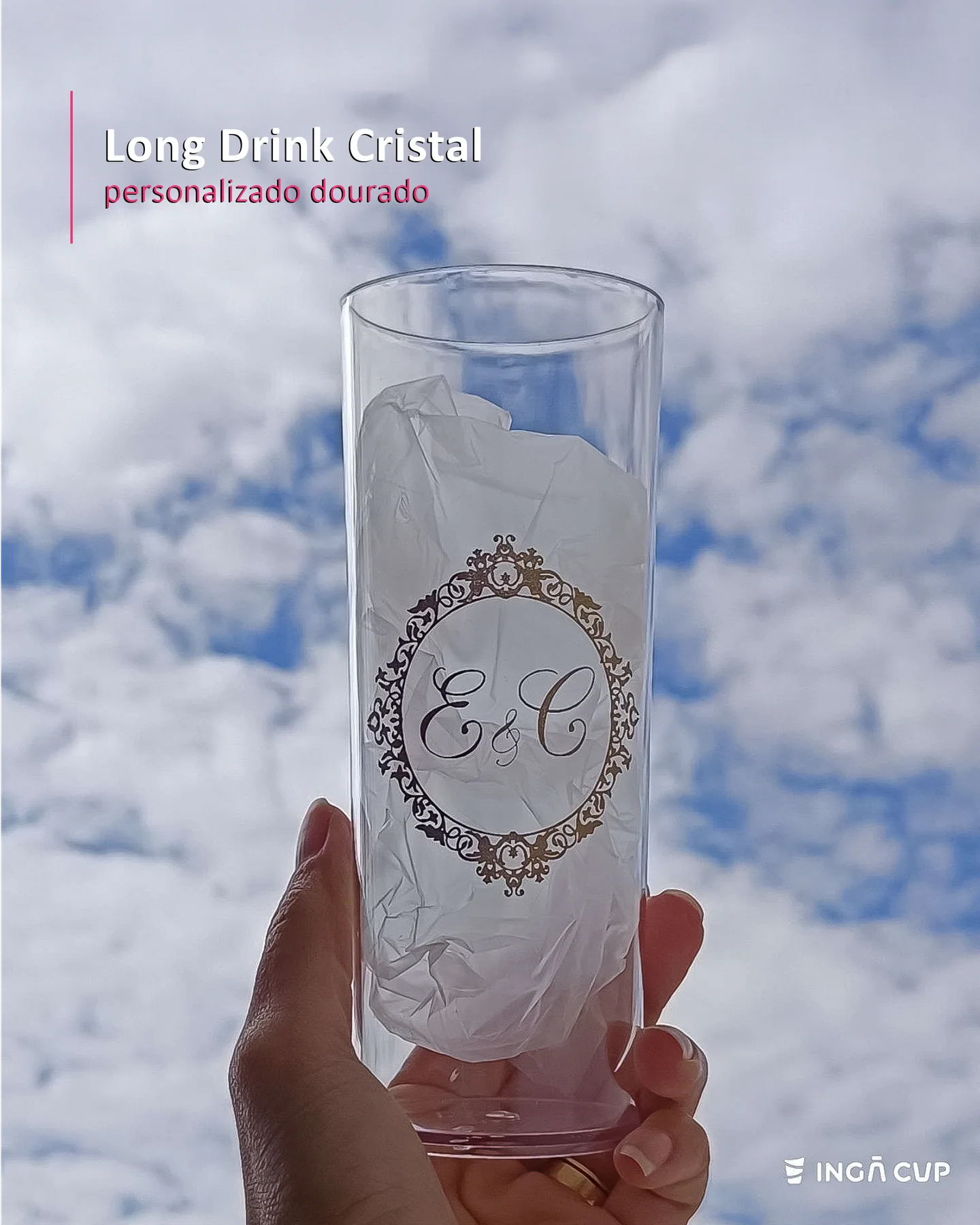 Long Drink Cristal personalizado dourado