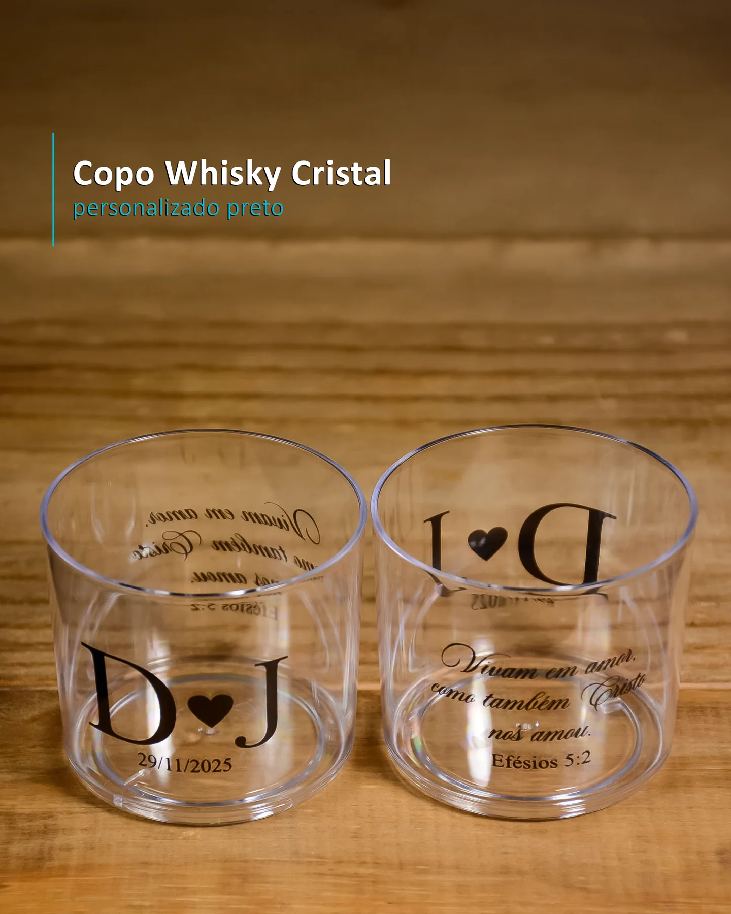 Copo Whisky Cristal personalizado preto