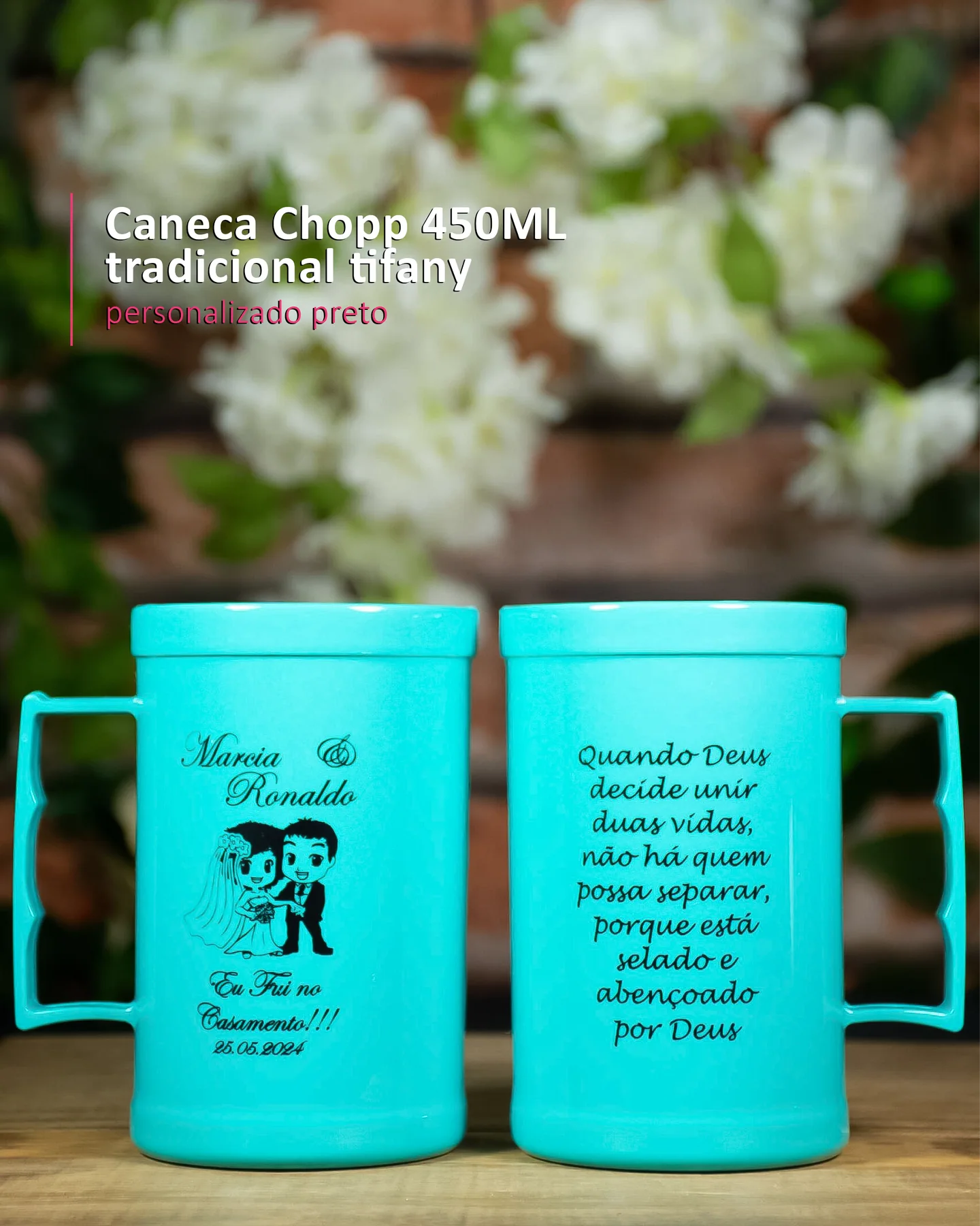 Caneca Chopp 450ML tradicional tifany personalizado preto