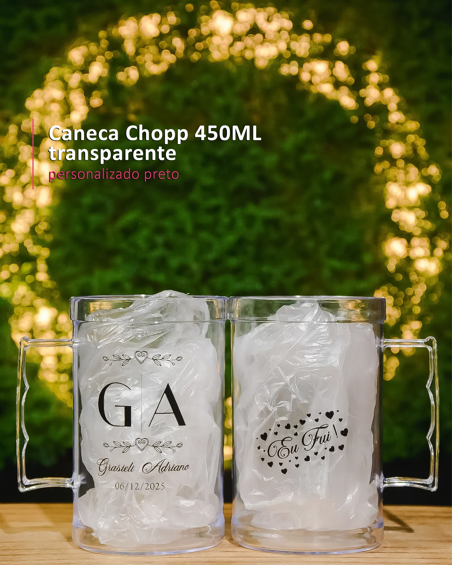 Caneca Chopp 450ML transparente personalizado preto