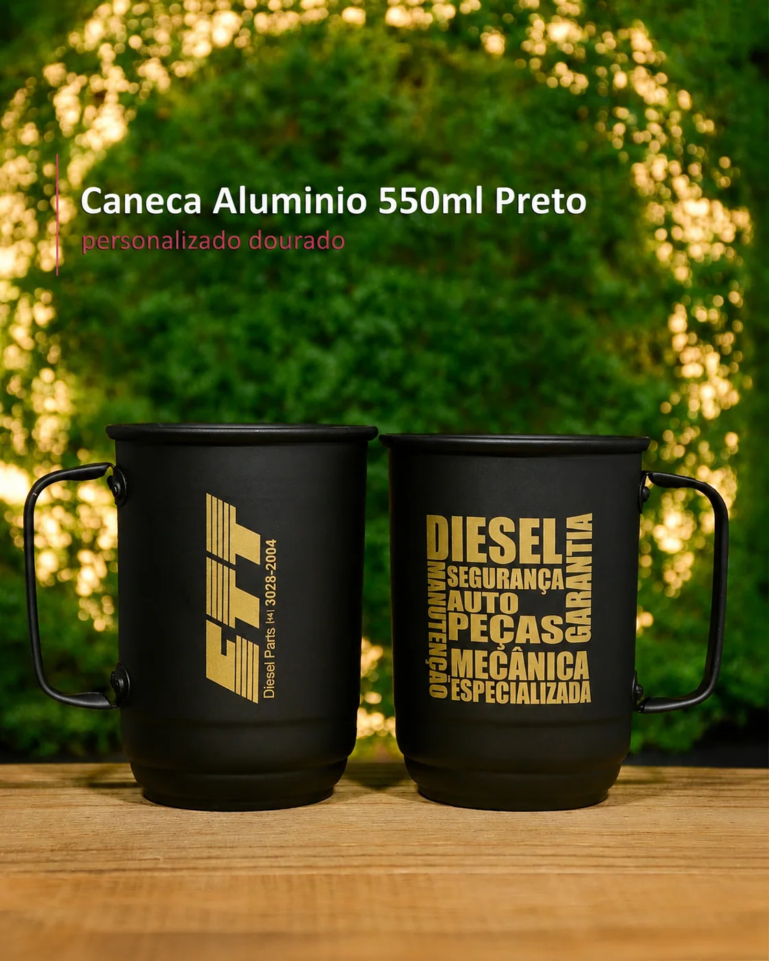 Caneca Aluminio 550Ml Preto