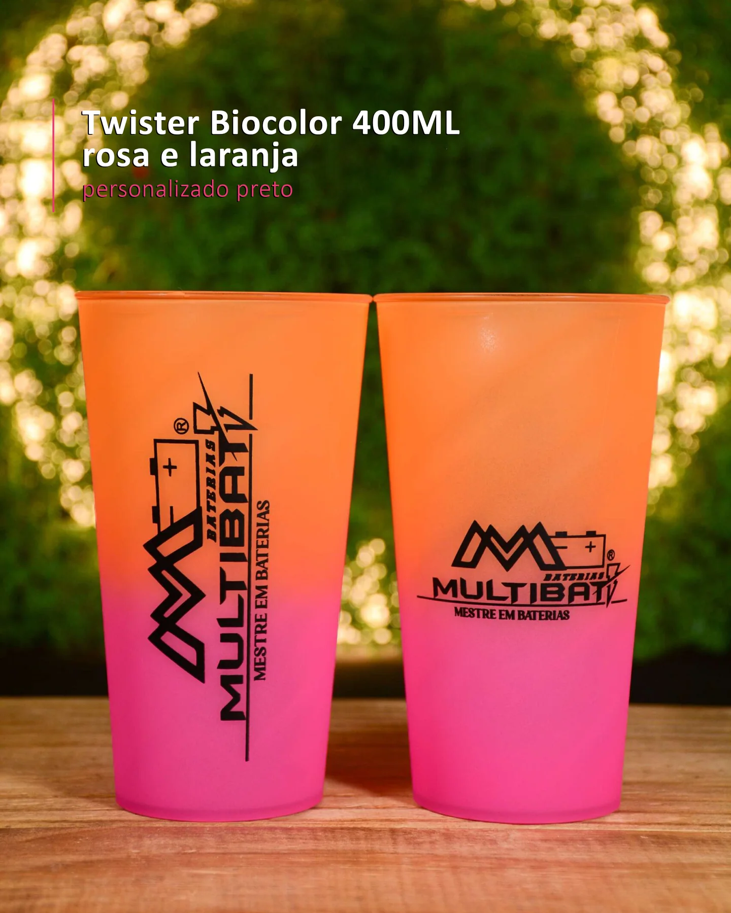 Twister Biocolor 400ML rosa e laranja personalizado preto