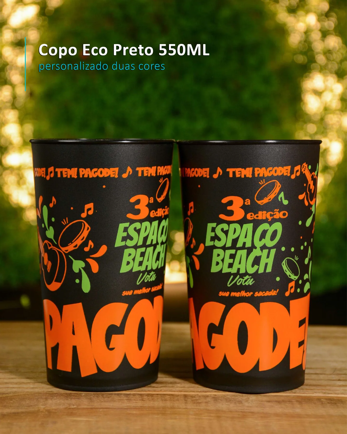Copo Eco Preto 550ML personalizado duas cores