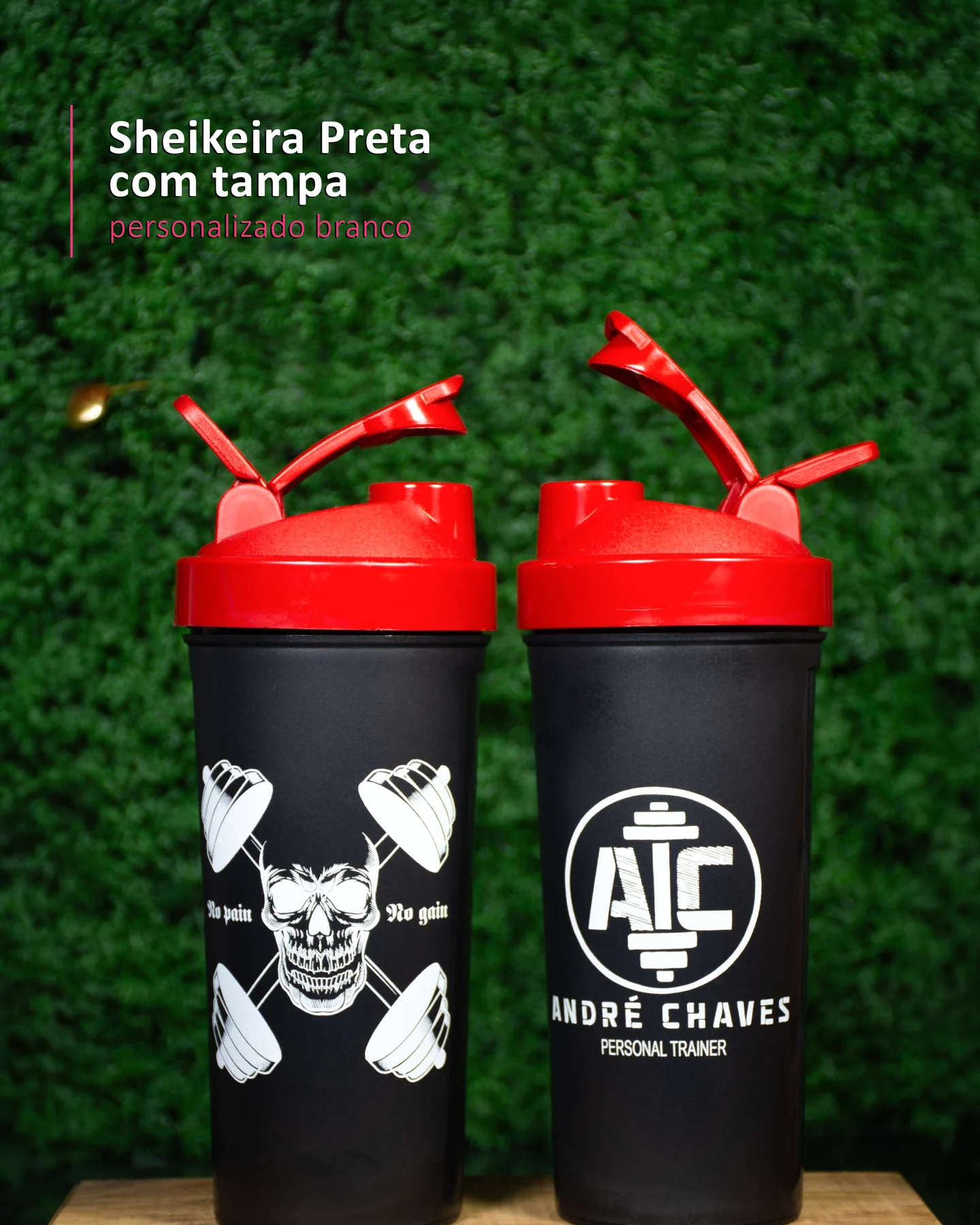 Sheikeira Preta  com tampa personalizado branco