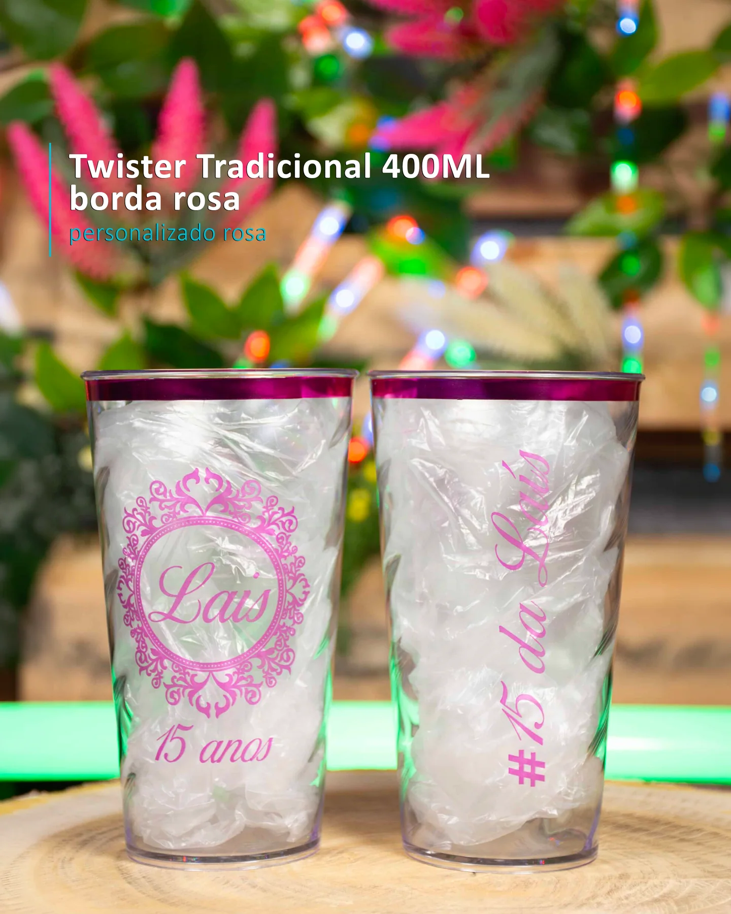 Twister Tradicional 400ML borda rosa personalizado rosa