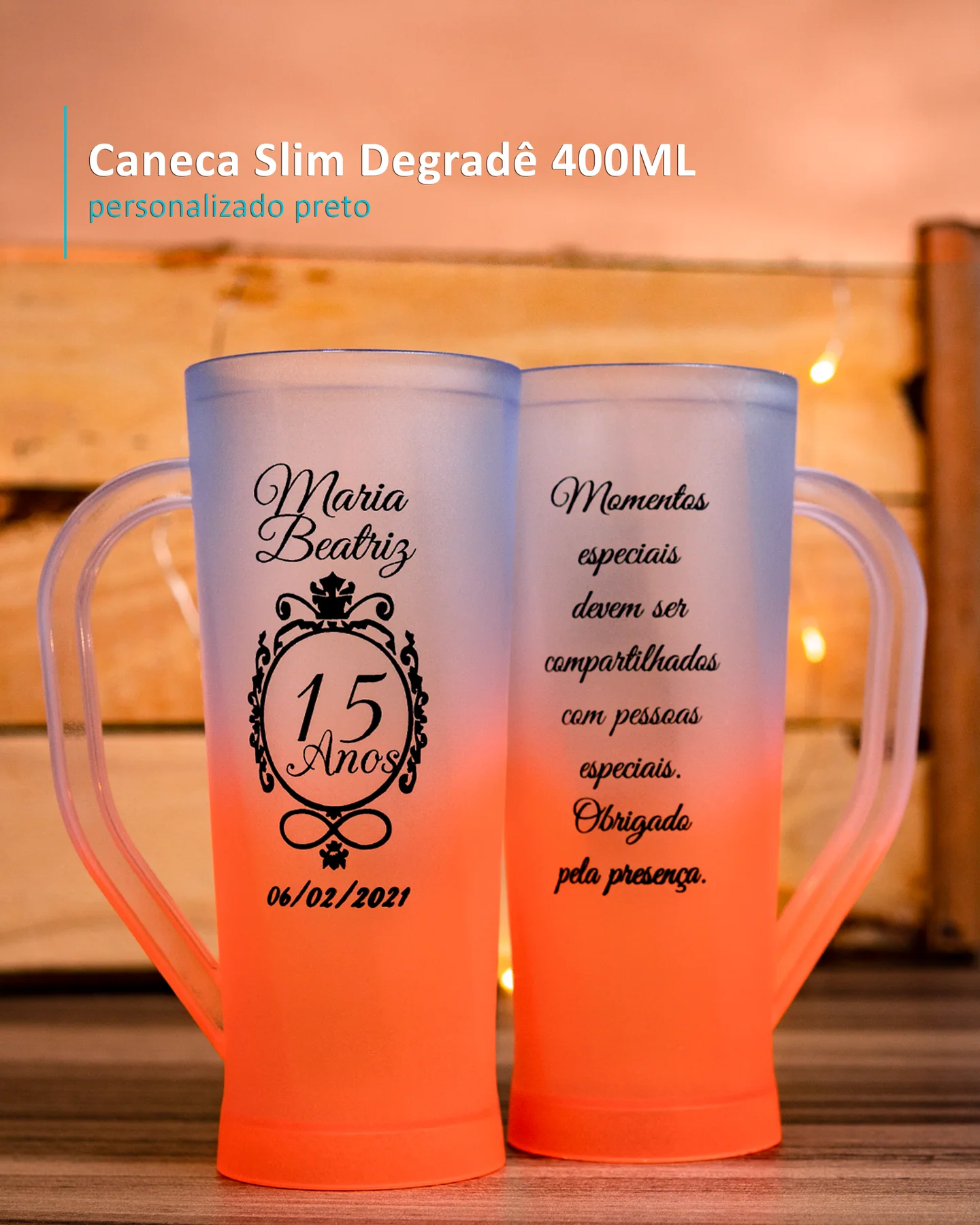 Caneca Slim Degradê 400ML personalizado preto