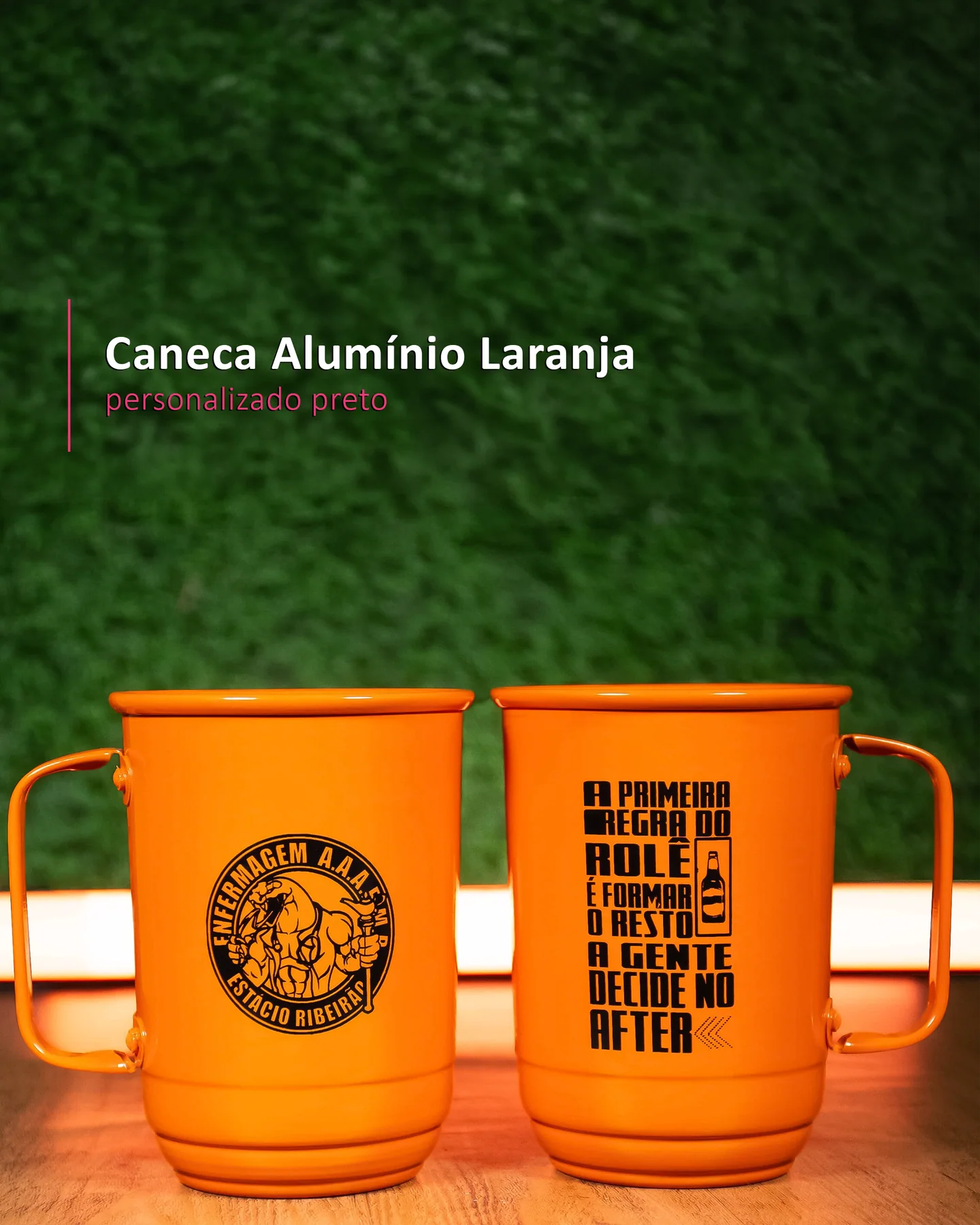 Caneca Alumínio Laranja personalizado preto