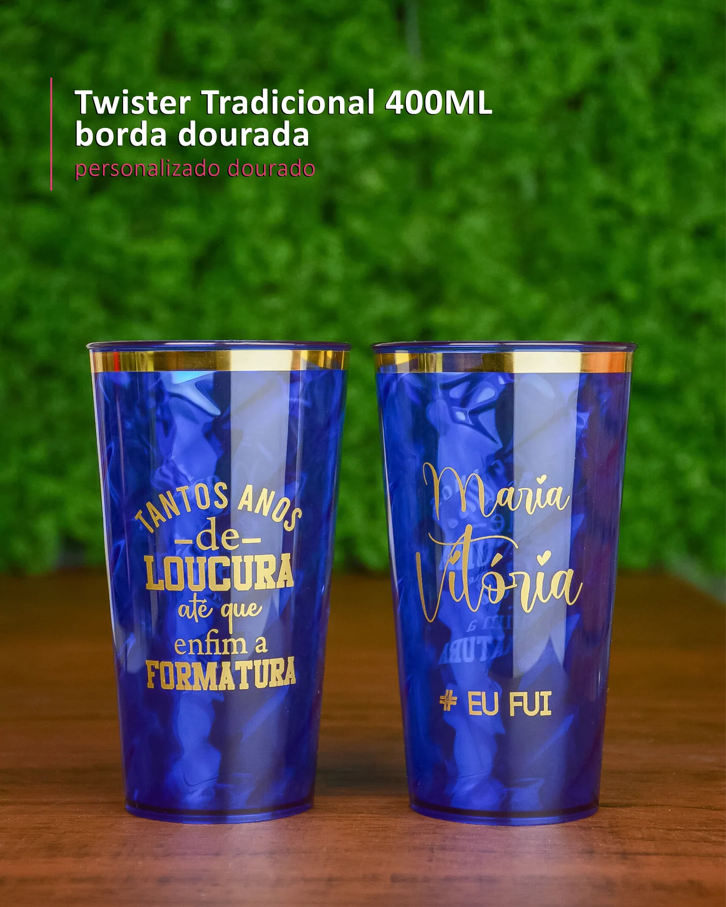 Twister Tradicional 400ML borda dourada  personalizado dourado