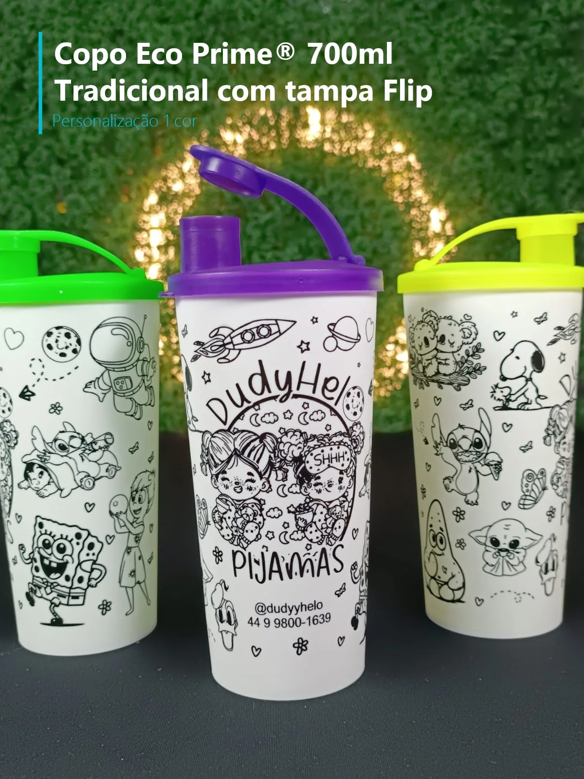 Copo Eco Prime 700ml Tradicional com tampa Flip - Personalização 1 cor